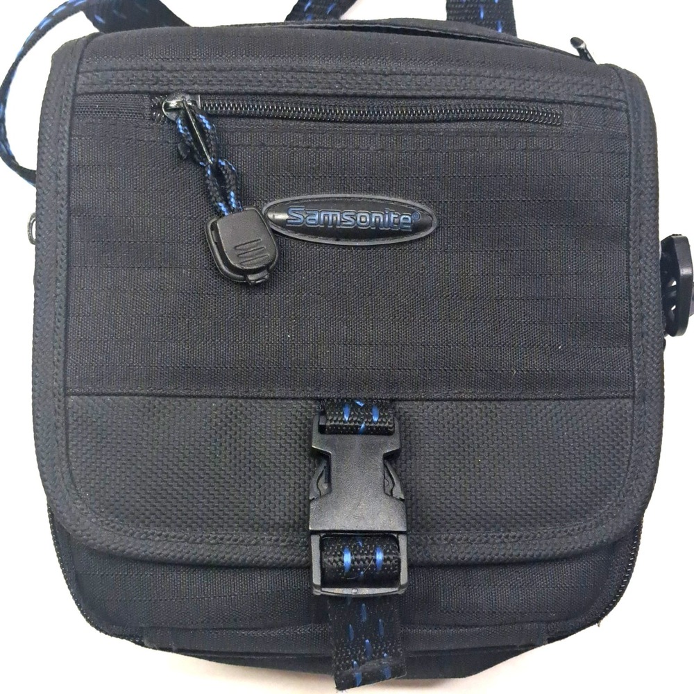 Samsonite Crossbody Bag Travel Toiletry Case Black Fabric Adjustable 6x7.5"
